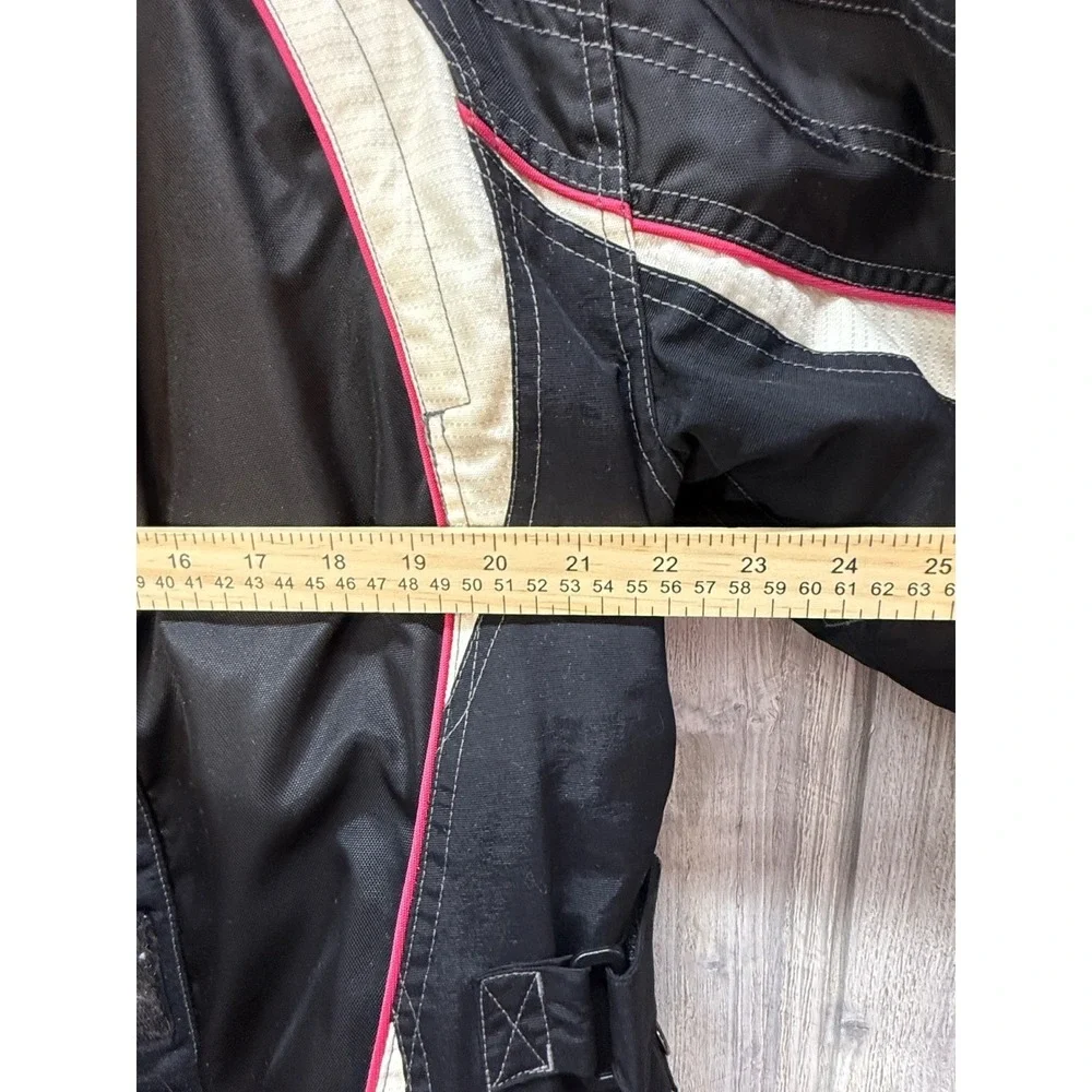 Castle Rizer Womens XL Motorcycle Jacket Black Pink Racing Textile Padded Liner